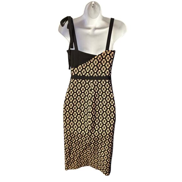 Cinq A Sept NWT Sera Sheath Dress Size 0 Black Camel Printed Sleeveless Evening - Picture 5 of 10